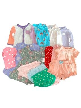 14Pc Bundle Assorted Baby Clothes PJs Dresses One Piece Bloomers Bamboo 3-6M
